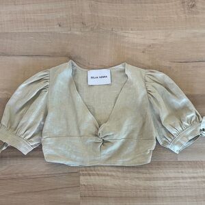 Selva Negra 100% Linen Green Cropped Blouse
